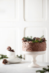 Christmas cake with chocolate