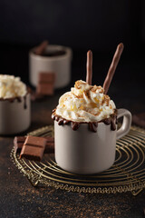 A cap of hot chocolate with whipped cream