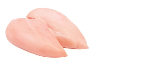 farm chicken fillet not cooked on a white background.