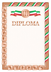 Vertical diploma for third place with Italy flag