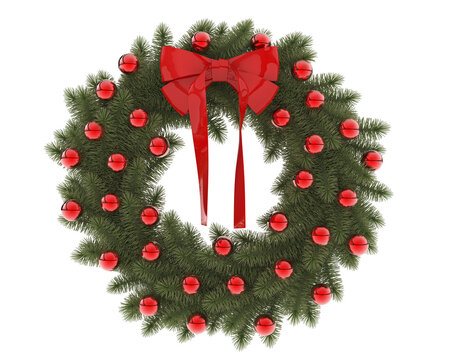 Christmas wreath isolated on grey background. 3d rendering - illustration