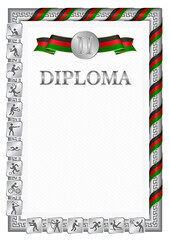 Vertical diploma for second place with Kenya flag