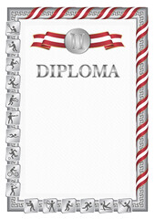 Obraz premium Vertical diploma for second place with Latvia flag