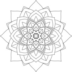 Circular pattern in form of mandala for Henna, Mehndi, tattoo, decoration. Decorative ornament in ethnic oriental style. Coloring book page.