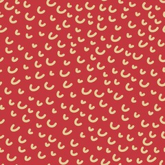 red seamless pattern with abstract spotted beige texture in doodle style