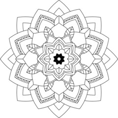 Circular pattern in form of mandala for Henna, Mehndi, tattoo, decoration. Decorative ornament in ethnic oriental style. Coloring book page.