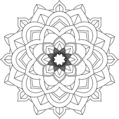 Circular pattern in form of mandala for Henna, Mehndi, tattoo, decoration. Decorative ornament in ethnic oriental style. Coloring book page.