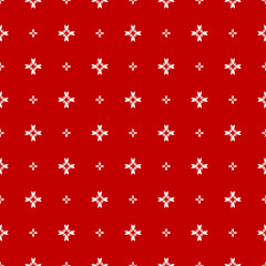 Simple floral pattern. Red vector seamless texture with small flower shapes. Abstract minimal geometric background. Christmas theme. Repeat design for print, textile, decoration, wrapping, wallpaper