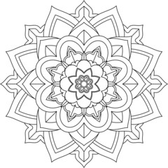 Easy Mandala coloring book simple and basic for beginners, seniors and children. Set of Mehndi flower pattern for Henna drawing and tattoo. Decoration in ethnic oriental, Indian style.