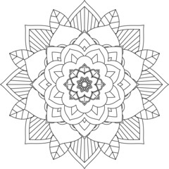 Easy Mandala coloring book simple and basic for beginners, seniors and children. Set of Mehndi flower pattern for Henna drawing and tattoo. Decoration in ethnic oriental, Indian style.