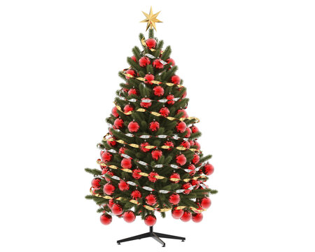 Christmas tree isolated on grey background. 3d rendering - illustration
