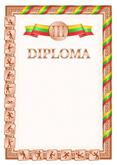 Vertical diploma for third place with Myanmar flag