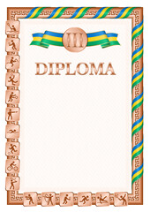 Vertical diploma for third place with Saint Vincent and the Grenadines flag
