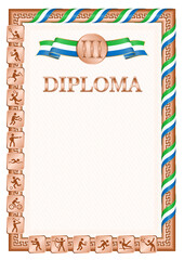 Vertical diploma for third place with Sierra Leone flag