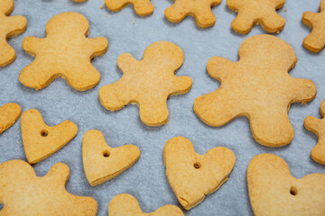 Ready gingerbread cookies. Close up photo.