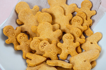 Ready gingerbread cookies. Close up photo.