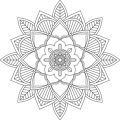 Easy Mandala coloring book simple and basic for beginners, seniors and children. Set of Mehndi flower pattern for Henna drawing and tattoo. Decoration in ethnic oriental, Indian style.