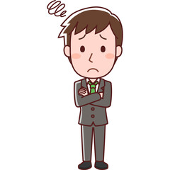 スーツを着て悩む男性