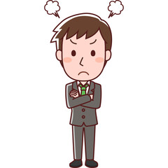 スーツを着て怒る男性