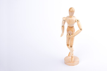 Wooden man isolated on white background. Element for design.