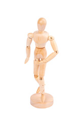 Wooden man isolated on white background. Element for design.