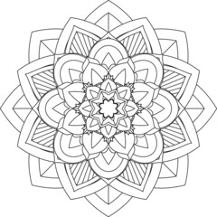 Easy Mandala coloring book simple and basic for beginners, seniors and children. Set of Mehndi flower pattern for Henna drawing and tattoo. Decoration in ethnic oriental, Indian style.
