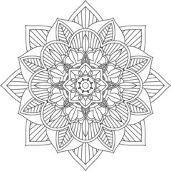 Easy Mandala coloring book simple and basic for beginners, seniors and children. Set of Mehndi flower pattern for Henna drawing and tattoo. Decoration in ethnic oriental, Indian style.