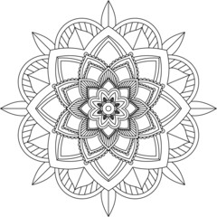 Easy Mandala coloring book simple and basic for beginners, seniors and children. Set of Mehndi flower pattern for Henna drawing and tattoo. Decoration in ethnic oriental, Indian style.