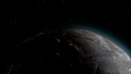 3d rendering- planet Earth at night 