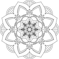 Easy Mandala coloring book simple and basic for beginners, seniors and children. Set of Mehndi flower pattern for Henna drawing and tattoo. Decoration in ethnic oriental, Indian style.