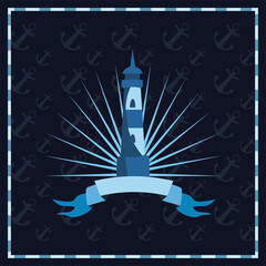 lighthouse with ribbon vector design