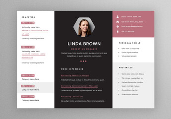 Horizontal Resume Layout with Divided Sections