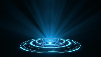 Blue hologram HUD circle interfaces. Digital data network protection, future technology network concept. Excellent for any kind of hi-tec, science, technology or futuristic concept. - Powered by Adobe