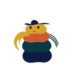 Funny vector cartoon character. Cute snowman of abstract shapes