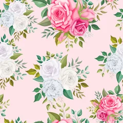 Gardinen Seamless pattern floral with beautiful flower and leaves © darren