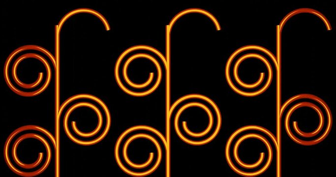 3d render with golden curly ornament on black background