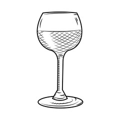 wine glass icon, sketch style