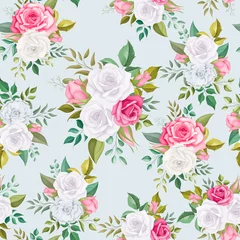 Gardinen Seamless pattern floral with beautiful flower and leaves © darren