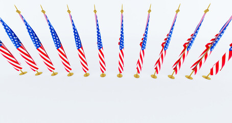 3D render of American flag for Memorial Day, 4th of July, Independence Day.