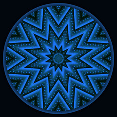 Decorative star - mandala with 3d shadows in a dark blue colors