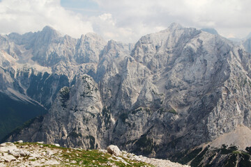 View to Triglav National Park mountains from Mala Mojstrovka peak, Slovenia	