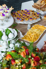 Social events reception; tasty snacks for guests at the reception.