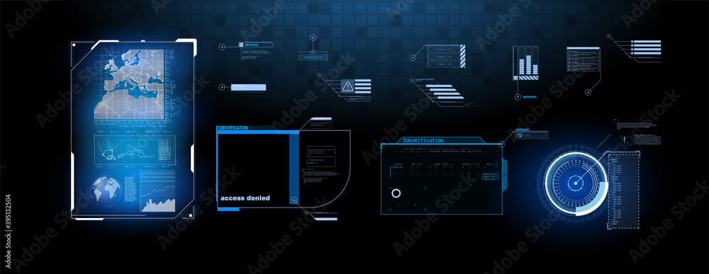 Poster futuristic vector hud interface screen design. digital callouts titles. hud ui gui futuristic user i