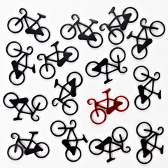 Colorful bicycles on a white background. © konik60