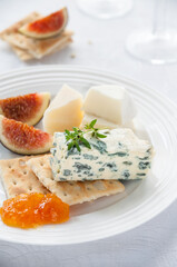 Assorted Cheese Platter with Crackers, Jam and Figs