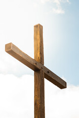 Close up from  a cross with the sky as background