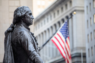 Statue of George Washington in front of Federal Hall on Wall Street