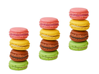 Colourful tasty macaroons in a row