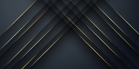 Abstract luxury geometric black with gold lines background vector design template . Premium Graphic design element with golden frame.  Vector illustration design for corporate business presentation