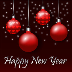 Postcard with red christmas balls